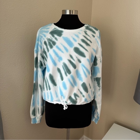 Lucky Brand Lounge-worthy Tie Dye Crop Sweatshirt Pullover - Picture 3 of 10